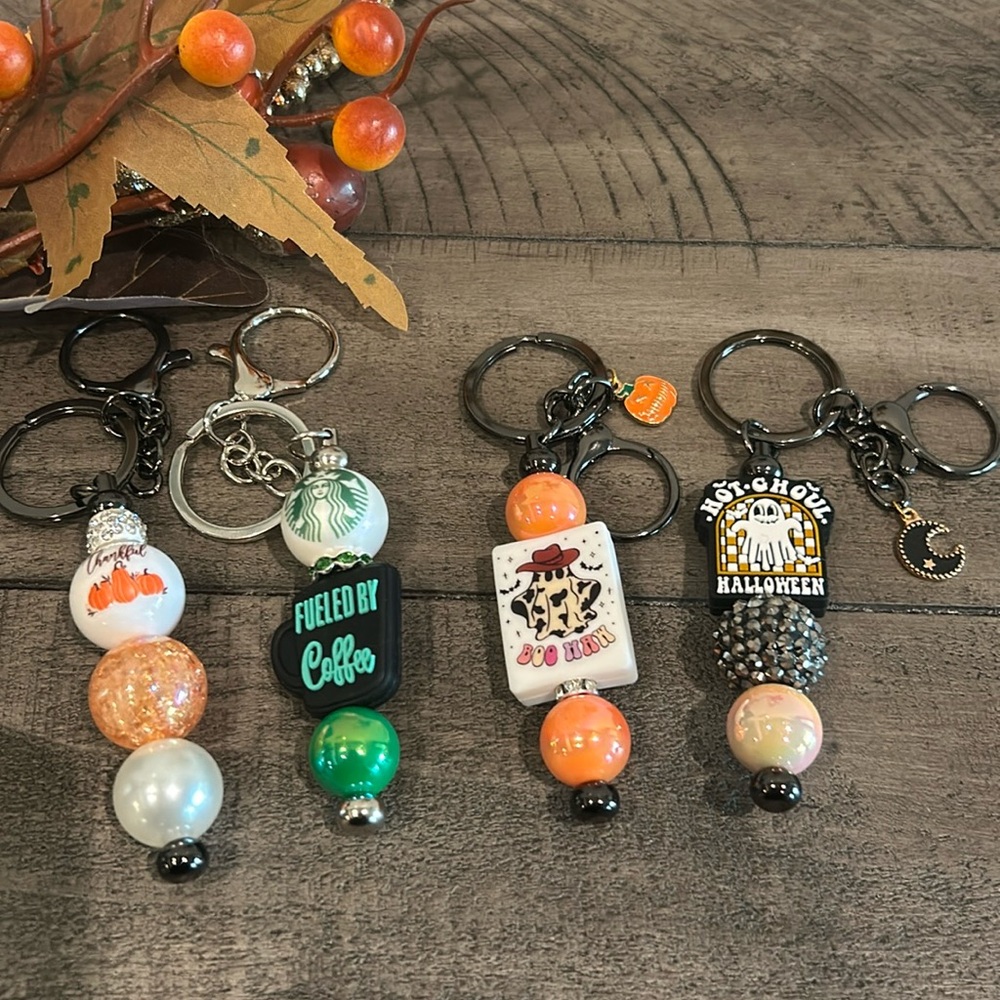 Handcrafted Beaded Fall Keychain New